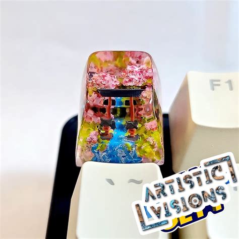 Sakura Torii Gate Keycap, Cherry Blossom Shrine Keycap, Resin Red Shrine Keycap, Cherry MX SA ...