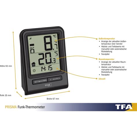 TFA Funk Thermometer Prisma mit Außensender Schwarz kaufen bei OBI