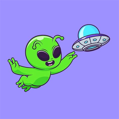 Ilustraci N De Icono De Vector De Dibujos Animados Lindo Alien Gena