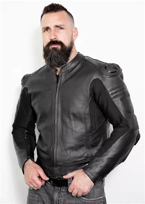 Buy Mens Black Motorcycle Leather Jacket with Armor