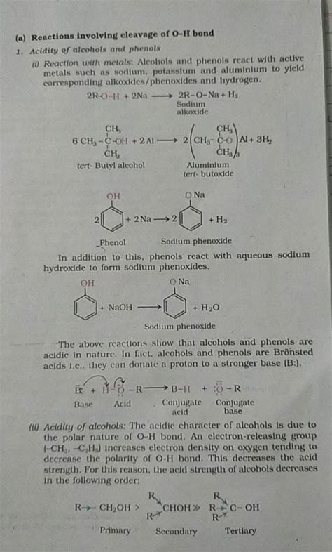 A Reactions Involving Cleavage Of Oh Bond Acidity Of Alcohols And P