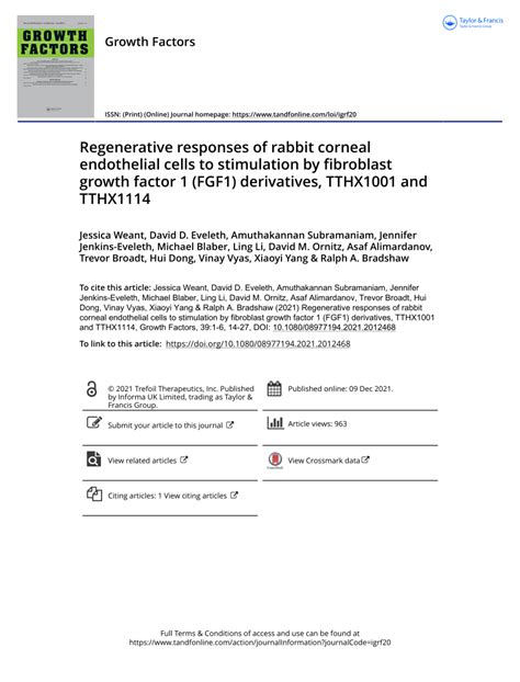 Pdf Regenerative Responses Of Rabbit Corneal Endothelial Cells To