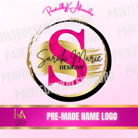 Pink And Gold Logo Text Logo Pre Made Logo Design Luxury Logo Modern Logo Name Logo