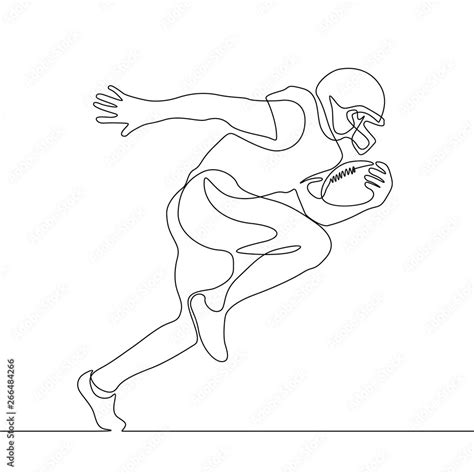 Continuous one line drawing running american football player Stock ...