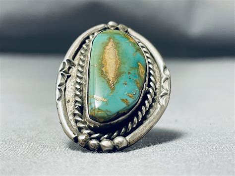 FABULOUS VINTAGE NAVAJO ROYSTON TURQUOISE STERLING SI Gem