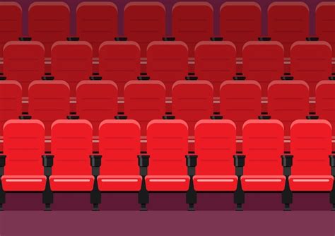 Premium Vector | Red chairs in movie theater.