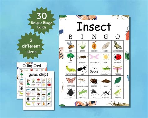 Insect Bingo Bug Bingo Cards Insect Games For Kids Bug Party Game