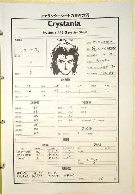 character sheets    crystania rpg  published