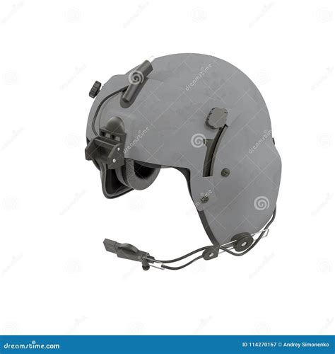 Helicopter Pilot Helmet On White. 3D Illustration Stock Illustration ...