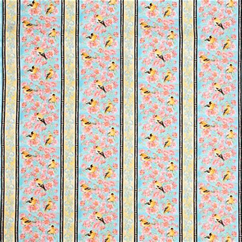 türkiser Fink Blumen Streifen Stoff von Timeless Treasures Fabric by