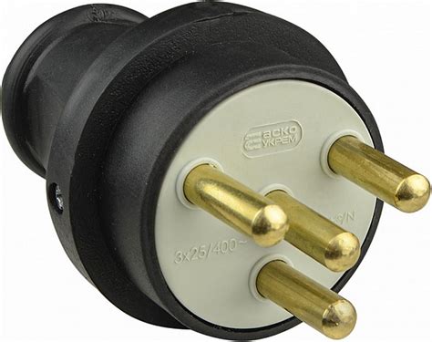 A0250010003 Вилка каучукова АСКО 3Р+РЕ 25А IP44 | ElectroControl.com.ua