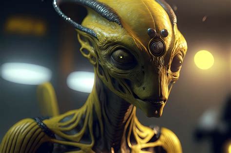 Obra Maestra Fotorrealista De Un Androide Alien Gena Amarillo Oscuro