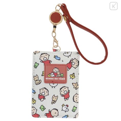 Japan Sanrio Pass Case Card Holder With Reel Minna No Tabo Kawaii