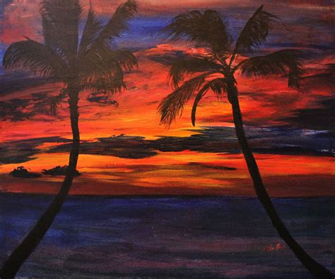 Ocean Sunset Painting at PaintingValley.com | Explore collection of ...