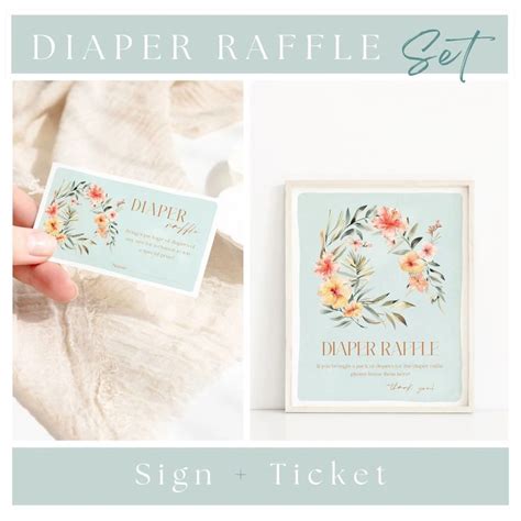 Editable Hawaiian Diaper Raffle Sign And Ticket Bundle Printable Luau