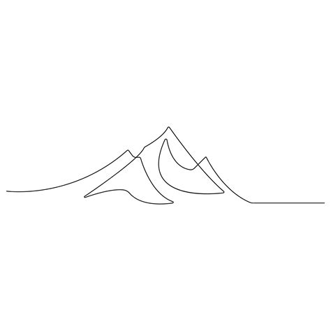 Premium Vector Continuous Single Line Art Drawing Of Mountain