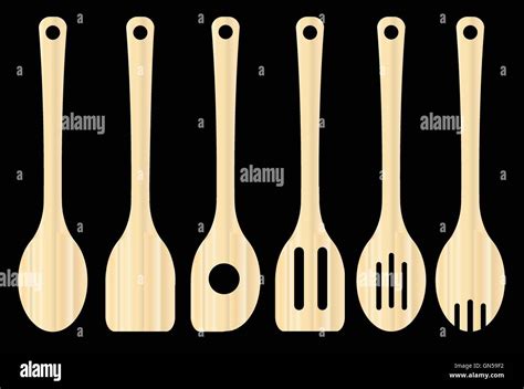 Wooden Kitchen Tools Stock Vector Image Art Alamy