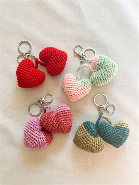 Handmade Crochet Amigurumi Heart Keychain Etsy In Crochet