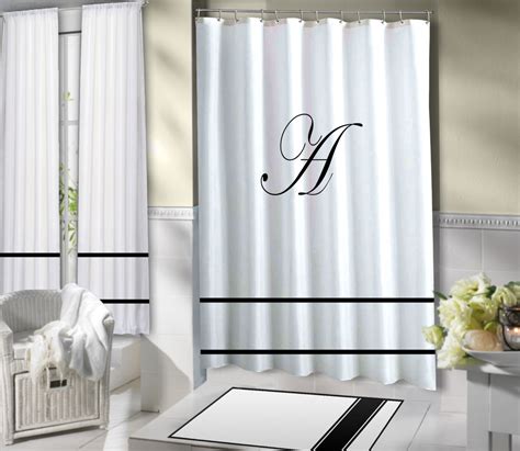 Shower Curtain Monogram Shower Curtain Fabric White