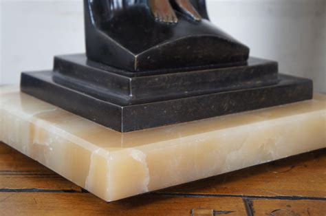 Art Deco Figural Bronze Nude Sculpture Buffet Table Lamps Marble Base For Sale At Stdibs