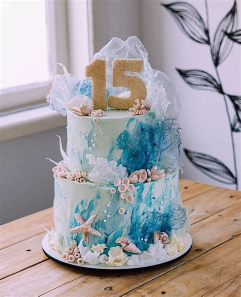 Cake Design Ideas Blue Ombre Ruffle Cake Di Kue Cantik