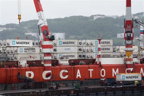 Sevmorput Russian Nuclear Powered Icebreaking Lighter Aboard Ship