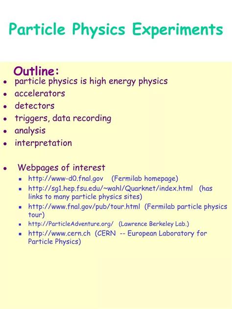 PPT - Particle Physics Experiments PowerPoint Presentation, free ...