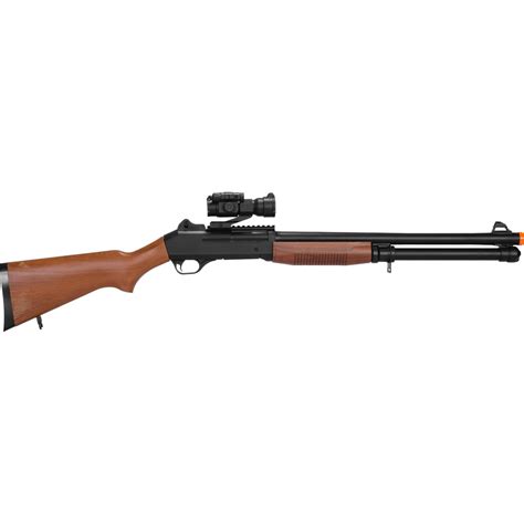 Airsoft Spring Powered Shotgun w/ Optics RIS Scope - WOOD | Airsoft ...