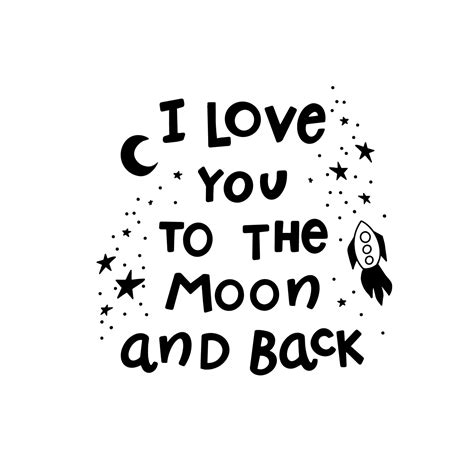 I Love You To The Moon And Back Lettering Design Valentines Day