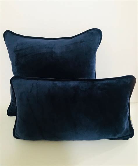 Navy Blue Lumbar Velvet Pillow Cover Dark Blue Soft Velvet Etsy