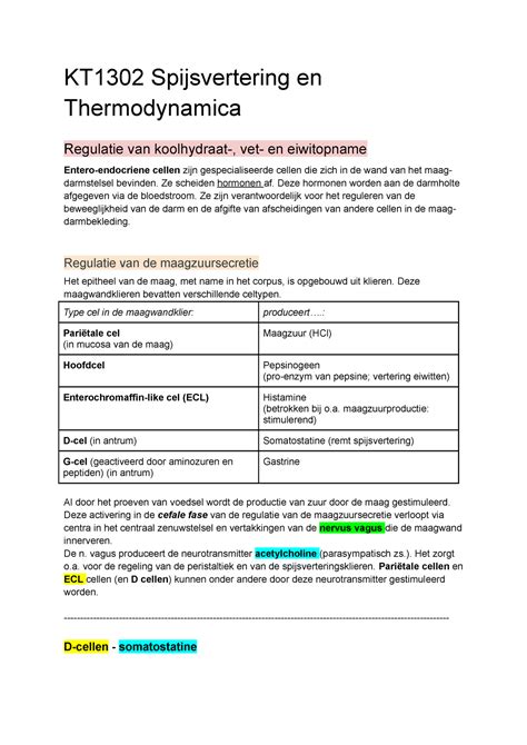 KT1302 Spijsvertering En Thermodynamica VO WC KT1302 Spijsvertering