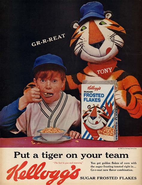 Put Tony The Tiger On Your Team Kelloggs Sugar Frosted Flakes Ad 1962