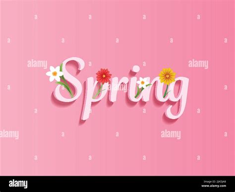 Spring Font Decorated With Flowers On Pink Background Stock Vector ...