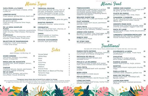 Menu at La Mesa Restaurant Miami, Miami