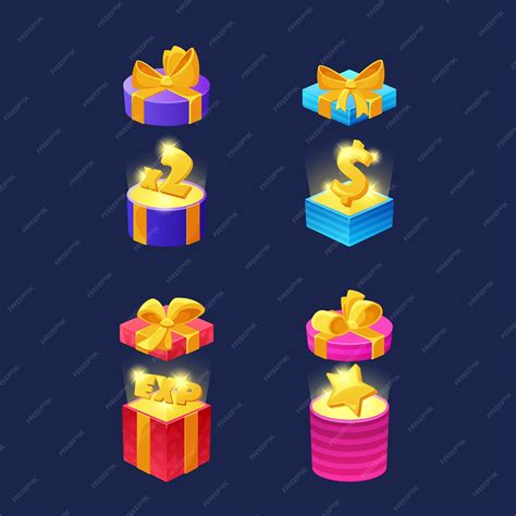 Premium Vector | Set Of Open Surprise Boxes with Gift and Game Assets