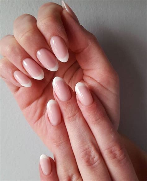 French Manicure Oval French Tip Acrylic Nails Rounded Acrylic Nails