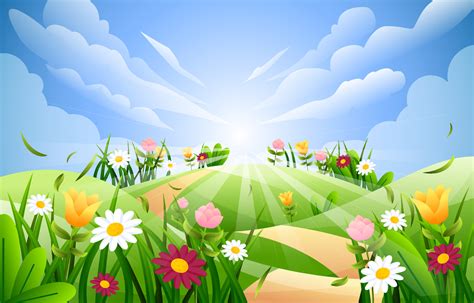 Spring Scenery Background 4497911 Vector Art at Vecteezy