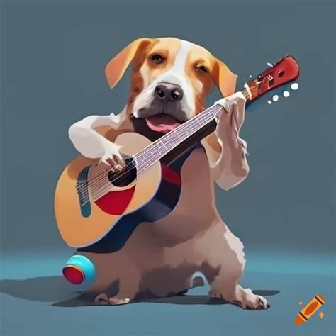 Happy Dog Playing Guitar On Craiyon