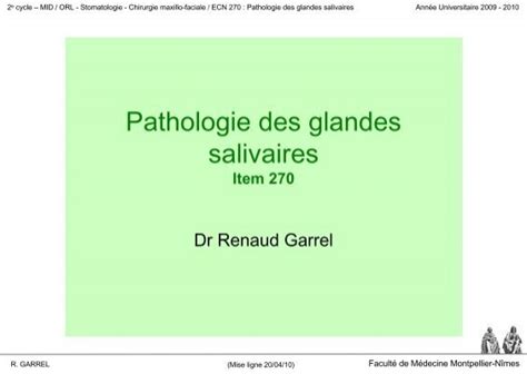 Ecn Pathologie Des Glandes Salivaires Facult De M Decine