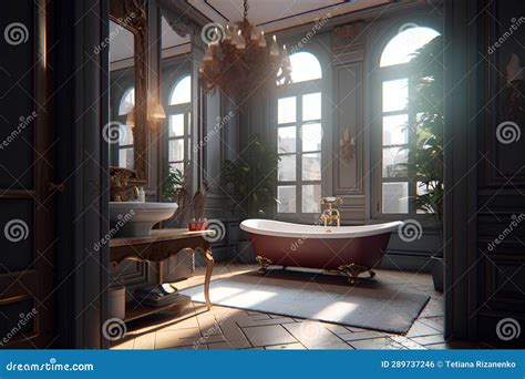 Victorian Style Interior of Bathroom in Luxury House Stock Illustration ...