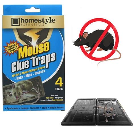 4 Rat Trap Snare Mouse Glue Traps Mice Rodent Super Sticky Boards