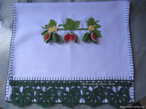 Схемы кружева крючком для кухонного полотенца