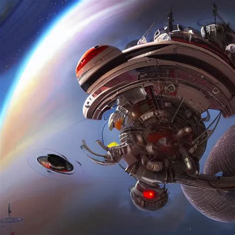 Close Up View Of A Spaceship In Spacedock Around Stable Diffusion