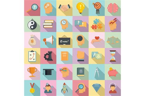 Life Skills Icons Set Flat Style Graphic By Anatolir56 · Creative Fabrica