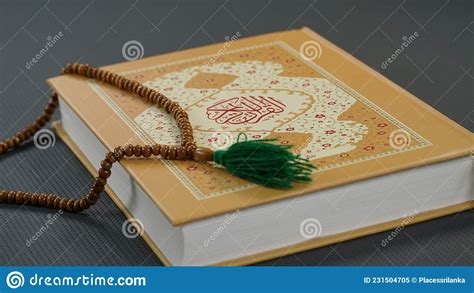 Holy Book Of Islam Quran With Rosary Beads Stock Image Image Of