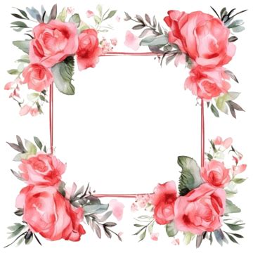 Frame Square Floral Watercolor Rose Floral Watercolor Flower Roses