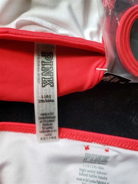 Victoria S Secret PINK Bikini Red Gold Star Bandeau Top High Rise Bottom L Swim EBay