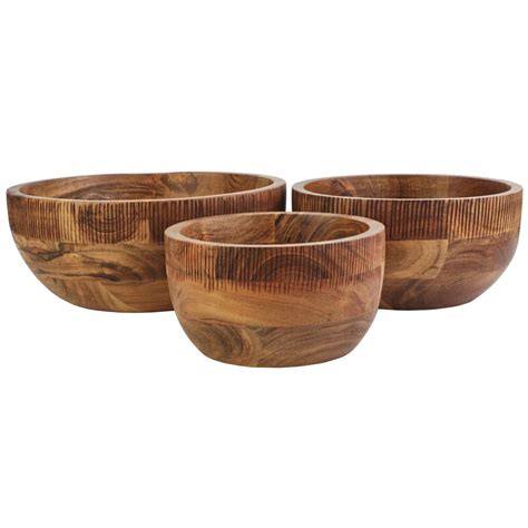 Caleb Acacia Wood Set Of 3 Serve Bowls Fitz And Floyd