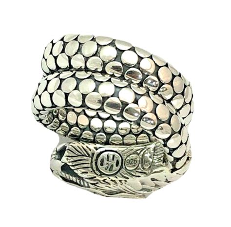 John Hardy Silver 925 Naga Double Dragon Coil Ring Gem