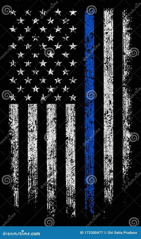 Grunge Usa Police with Thin Blue Line Wallpaper Background Stock Stock ...